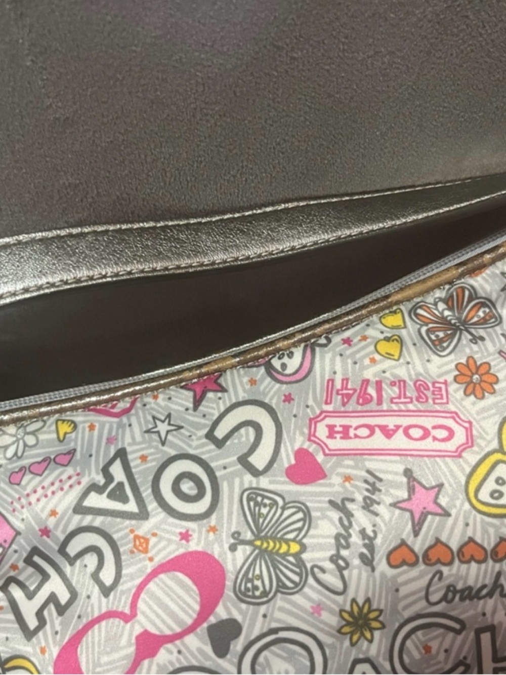 COACH Poppy Butterfly Graffiti Print Butterfly Nylon Mini Shoulder Bag NWOT - Picture 10 of 16